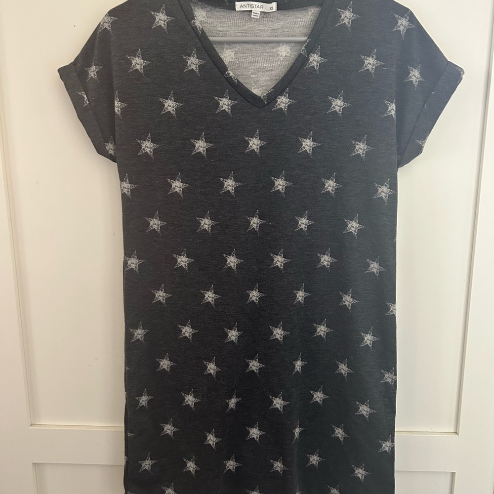 A.N.A Black Star Print V-Neck Dress